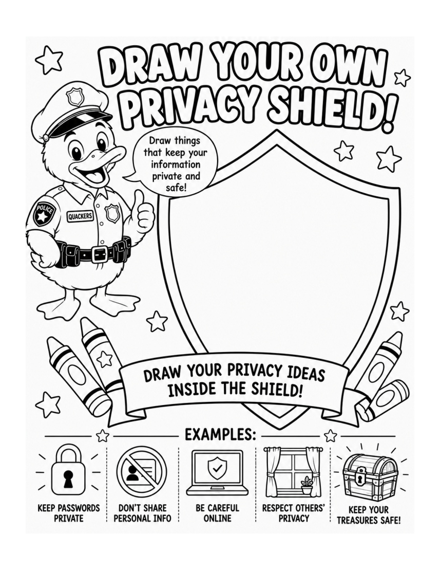 Draw Your Own Privacy Shield — Officer Quackers, PDF page 17