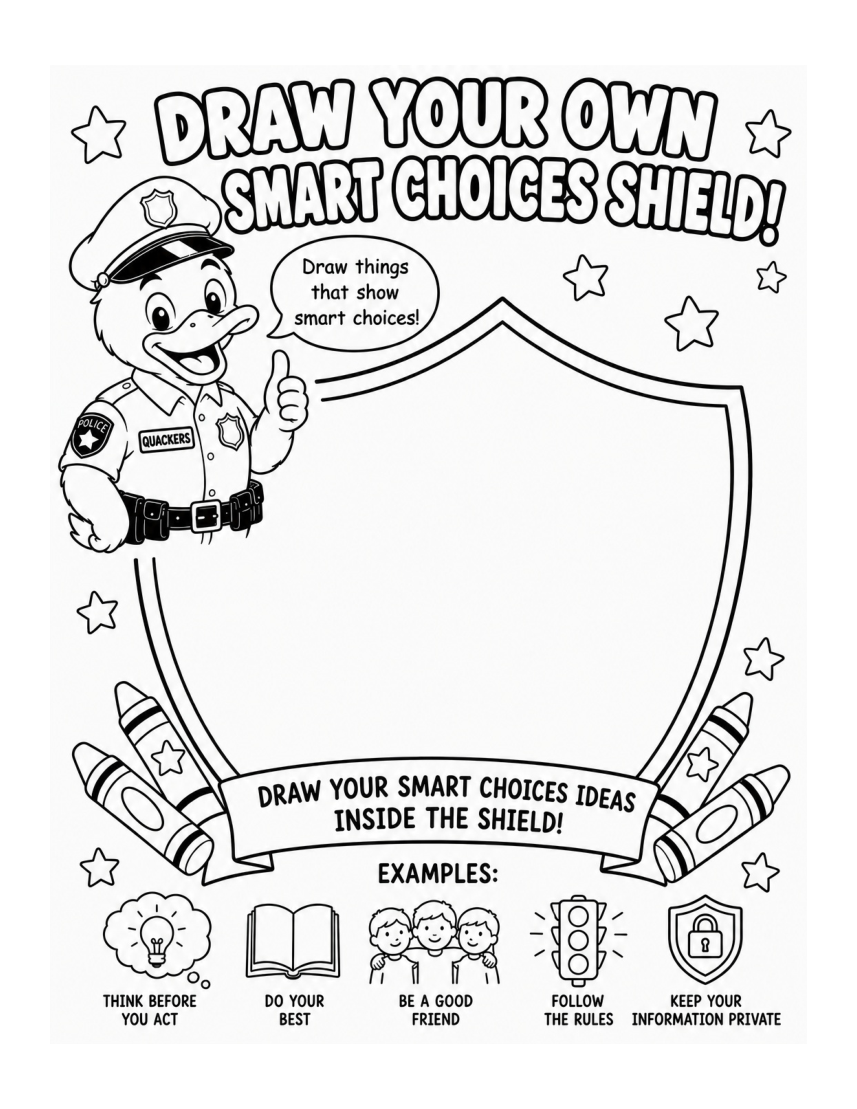 Draw Your Own Smart Choices Shield — Officer Quackers, PDF page 49