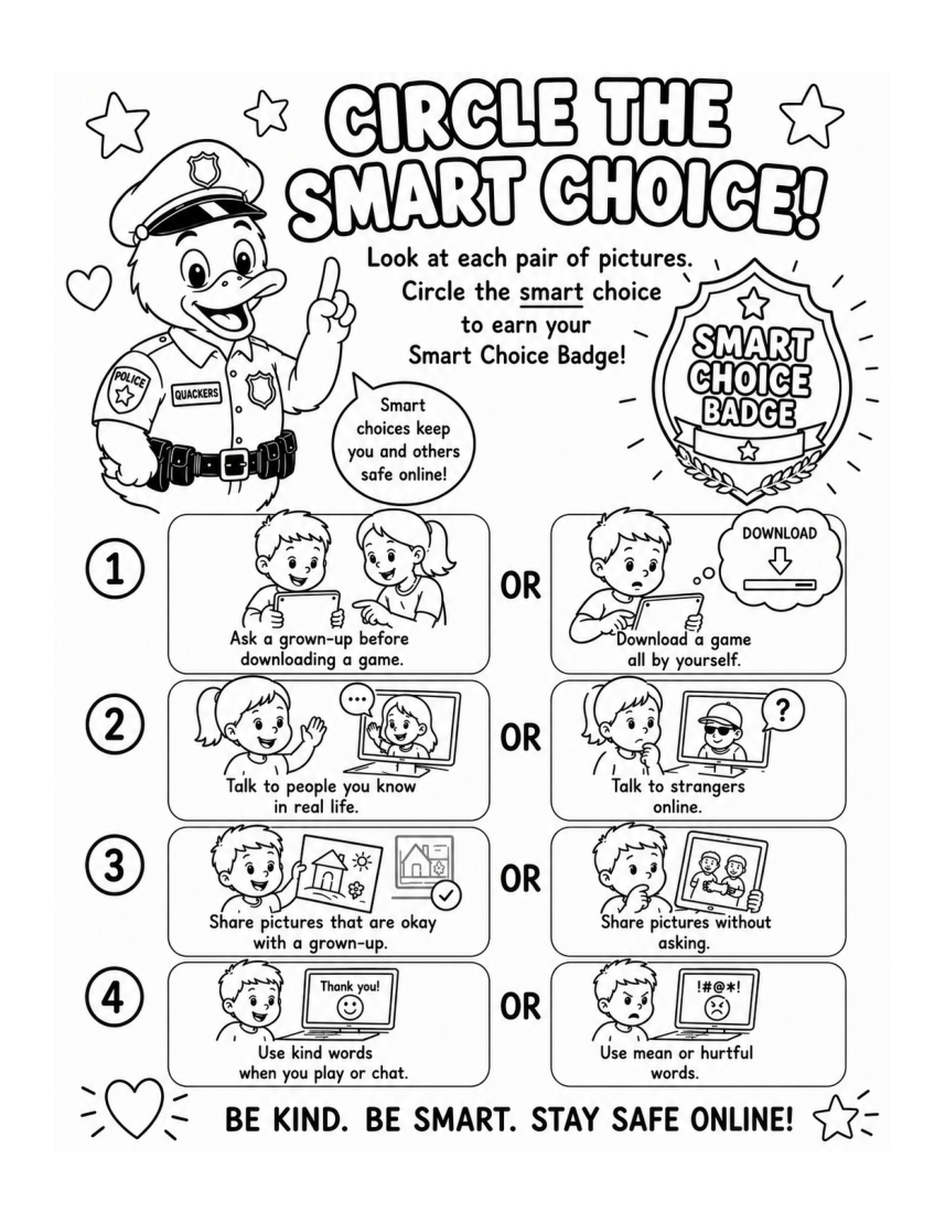 Circle the Smart Choice — Officer Quackers, PDF page 51